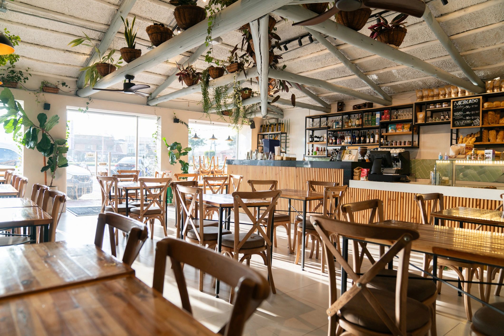 Warm, welcoming interior of a neighborhood coffee shop